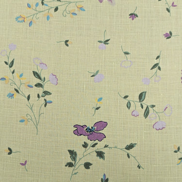 A Romantic Sprinkle of Flowers 100% Linen Green