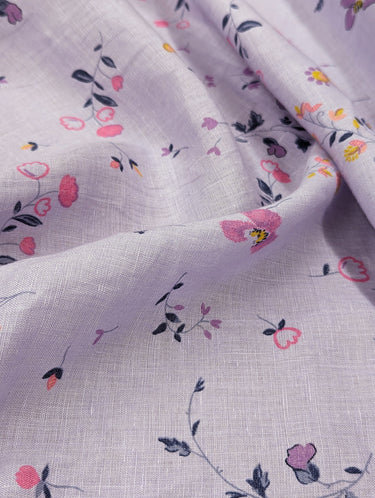 A Romantic Sprinkle of Flowers 100% Linen Lilac