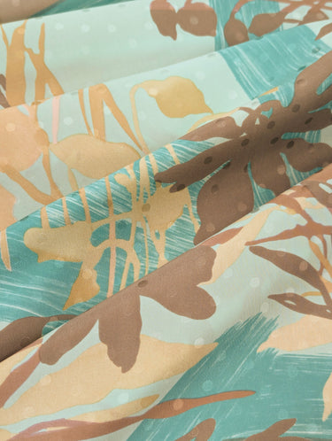 By the Stream, 100% Silk, Jacquard, Turquoise