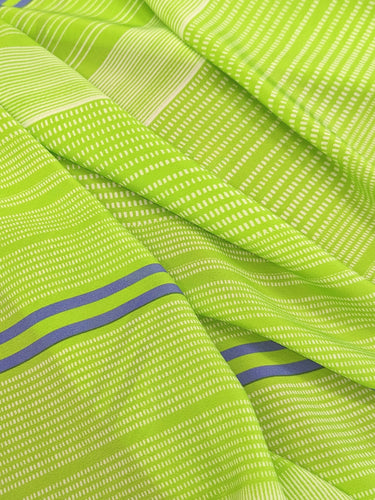 Carina Stripe 100% Silk, Crepe de Chine Lime
