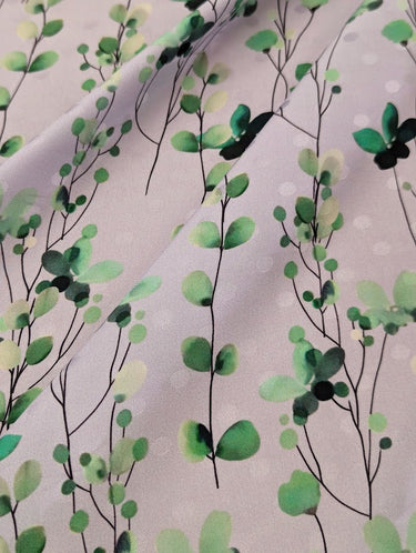 Darling Buds of May 100% Silk, Jacquard Lilac Green