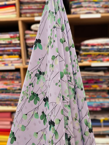 Darling Buds of May 100% Silk, Jacquard Lilac Green