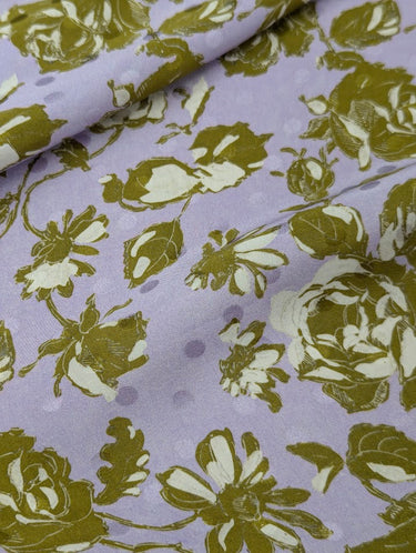 Kiss from a Rose 100% Silk, Jacquard, Lilac and Green