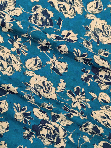 Kiss from a Rose 100% Silk, Jacquard Blue