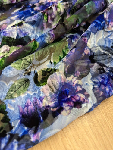Midnight Garden, Silk-blend Velvet Devoré, Blue
