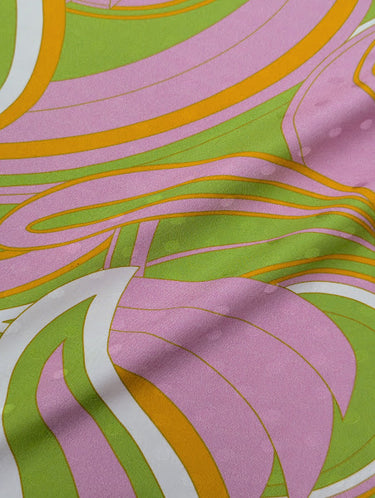 Pink Melody, 100% Silk, Jacquard, Pink Green