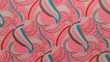 Pink Melody, 100% Silk, Jacquard, Pink Blue