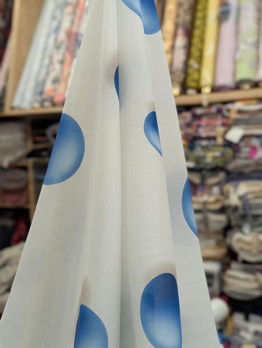 Polka Not Quite 100% Cotton, Lawn, Blue