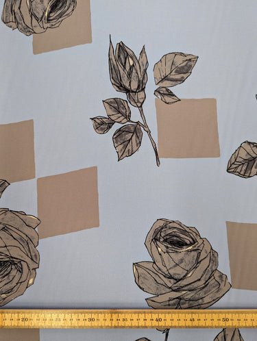 All Squares And Roses 100% Silk, Twill