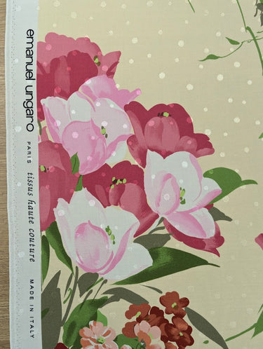 Allegra Rose, 100% Silk, Jacquard, Cream