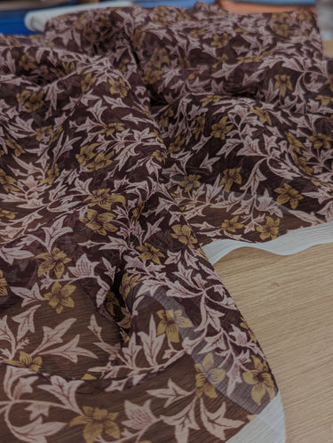 Bellflower Ivy 100% Silk, Chiffon Wine
