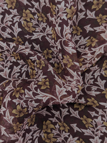 Bellflower Ivy 100% Silk, Chiffon Wine