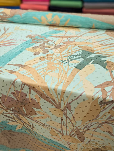 By the Stream, 100% Silk, Jacquard, Turquoise