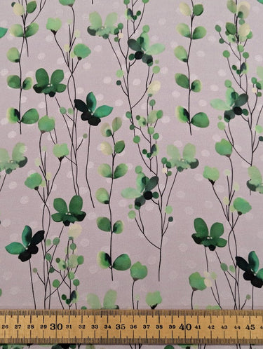 Darling Buds of May 100% Silk, Jacquard Lilac Green