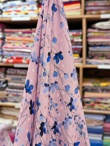 Darling Buds of May 100% Silk, Jacquard Pink Blue