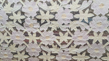 Déjà Bloom, Silk Organza with hand painted Taffeta Appliqué