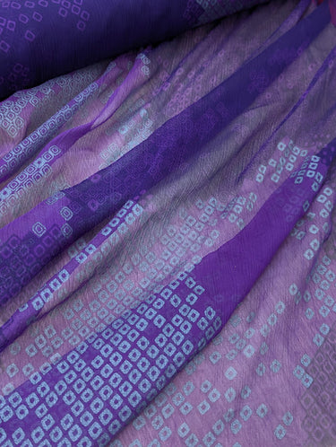 Diamond Dust, 100% Silk, Crinkle Chiffon with Grey Foil