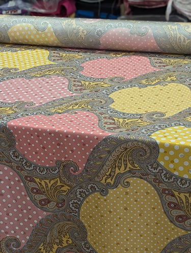 Dolcina, 100% Silk, Jacquard, by Emanuel Ungaro Pink and Yellow