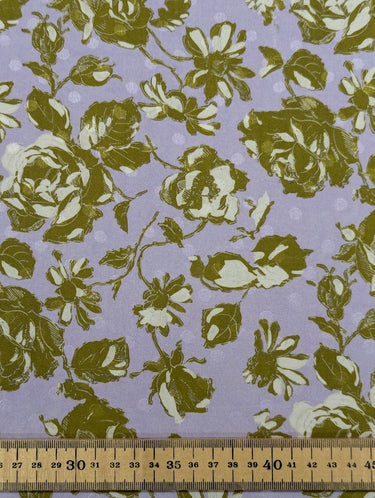 Kiss from a Rose 100% Silk, Jacquard, Lilac and Green