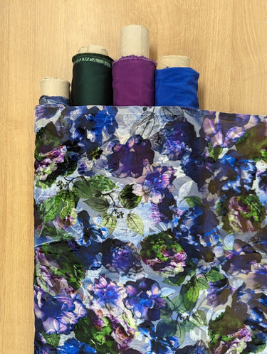 Midnight Garden, Silk-blend Velvet Devoré, Blue