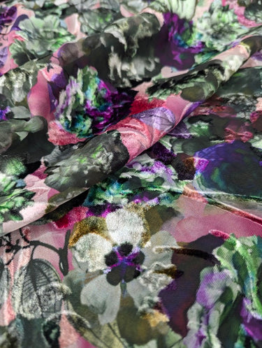 Midnight Garden, Silk-blend Velvet Devoré, Pink