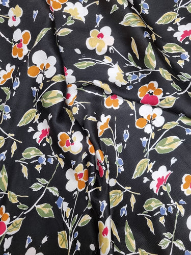 Ophelia 100% Silk, Satin Crinkle Georgette Black