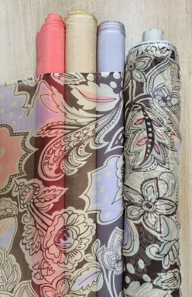 Ramble Rose 100% Silk, Crinkle Chiffon Pink