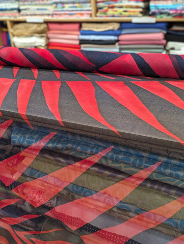 Red Voltage 100% Silk, Crinkle Chiffon