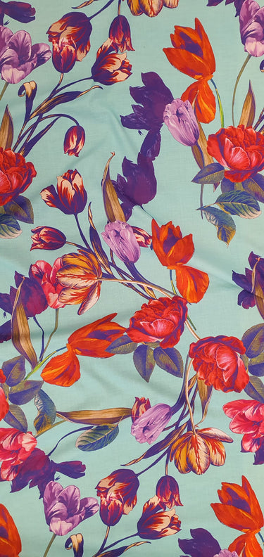 Roses and Tulips C 100% Cotton, Lawn
