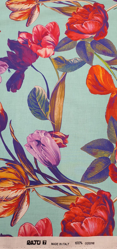 Roses and Tulips C 100% Cotton, Lawn