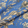 Floral fabric pattern on a blue background
